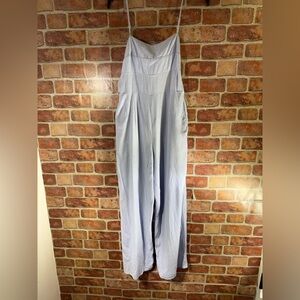 Francesca's Audrey Parks Collections Light Blue Linen blend Jumpsuit